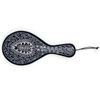 Handcrafted leather paddle with embroidered and jeweled design.