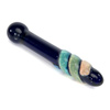 Colorful double-ended glass dildo with a nicely rounded tapered tip and a 1 1/4 inch ball end that fits comfortably in your hand