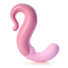 Rechargeable silicone dual action multispeed vibrator with curved shape.