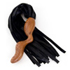 Wooden prostate massager with attached leather tails.