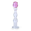 Clear pyrex glass contoured dildo with pink flower Clear pyrex glass contoured dildo with pink flower