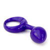 Silicone anal plug with ring handle and bulbous head.