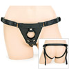 Leather double strap harness with interchangeable rings.