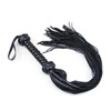 Dominate their sweet vulnerability and make them atone for their naughtiness with this gorgeous leather-like whip with a knitted handle and an enticing safety lace.