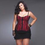 Piped lace and satin corset