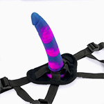 Product: Soft touch harness and 8" silicone dildo set