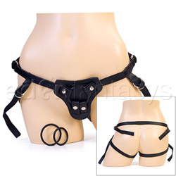 Adjustable strap on dildo harness