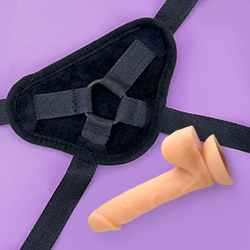 Soft touch harness and 8.3" dildo set