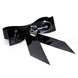 Patent leather bow wrist restraint