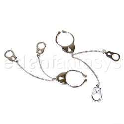 Silver handcuff nipple rings View #2