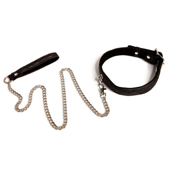Bettie Page bondage collar and lead set - Collar with leash