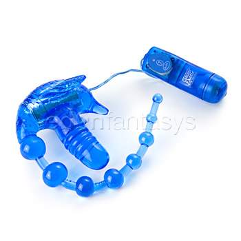Triple action hummingbird arouser with tail - Double penetration vibrator