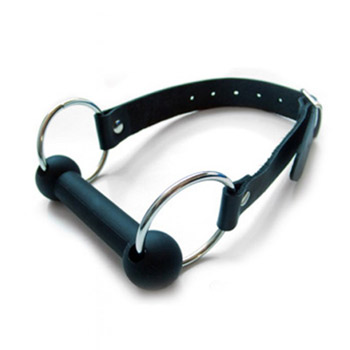 Silicone bit gag with leather straps - Mouth gag