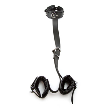 Heavy duty leather neck to wrists restraint set - Restraint set
