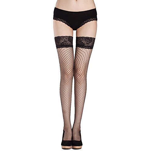 Lace top diamond net stockings - stockings discontinued