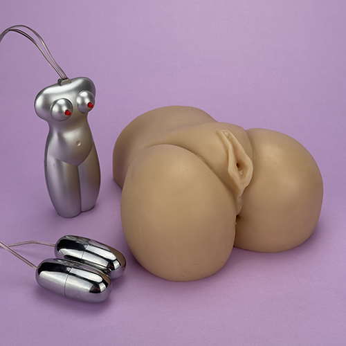 Realistic pussy and ass with vibrating bullet - sex toy