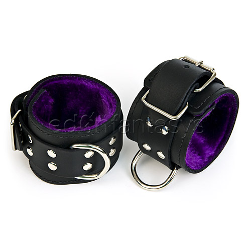 Purple fur line wrist restraints - wrist cuffs