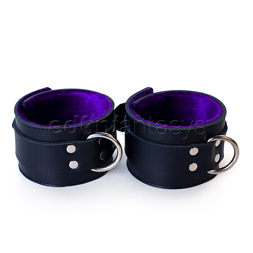 Purple fur lined ankle restraints - sex toy