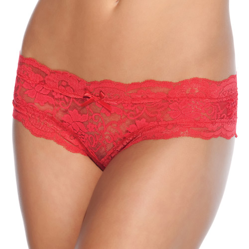 Red lace crotchless panty
