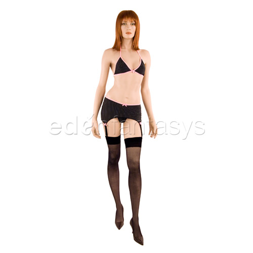 Bra and skirt set - bra, gartered skirt and stockings set discontinued