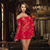 Red floral lace sleeved chemise