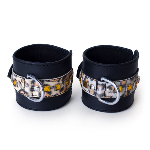 Leopard bling cuffs - handcuffs with buckle discontinued