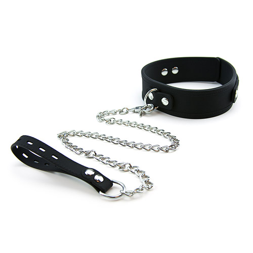 Silicone collar with leash - light  bdsm kit