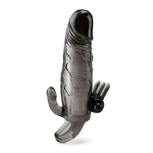 Dual vibro penis extender - penis extension with clit vibe and anal tickler