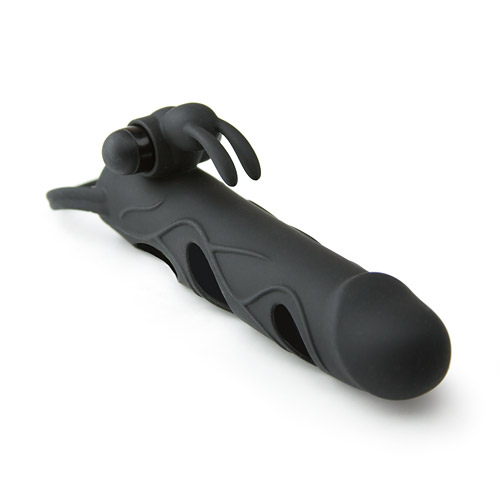 Silicone extension with vibrating bunny - penis extension with clit vibrator