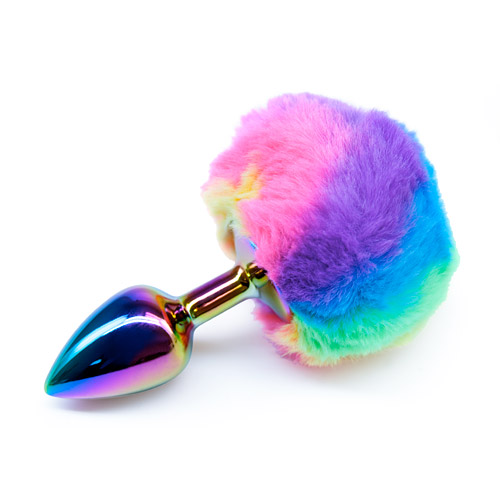 Rainbow bunny tail - tail butt plug