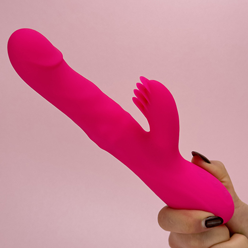 Flickering dual thruster - rechargeable thrusting rabbit vibrator