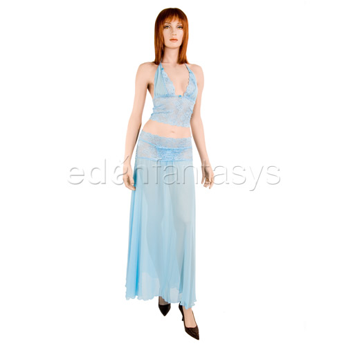 Blue mist bralette with long skirt and g-string - camisole set discontinued