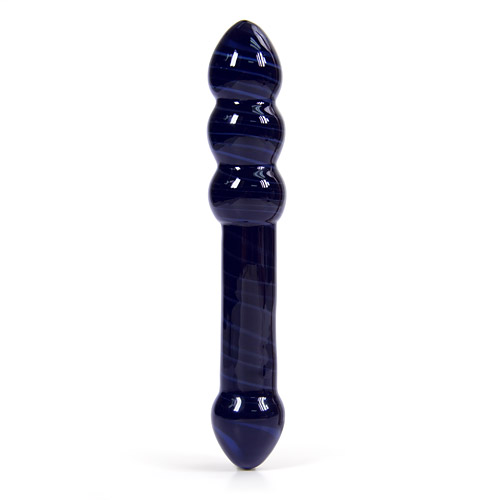 Black and blue swirly - glass double ended wand discontinued