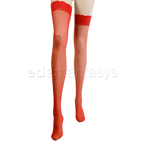Lace top stockings with backseam - hosiery