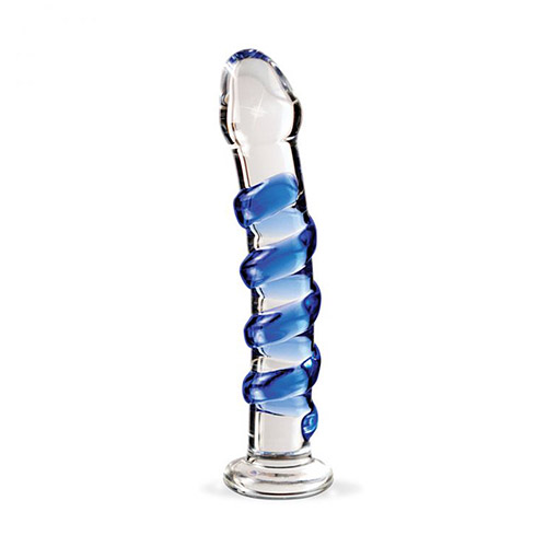 Icicles No 5 sapphire spiral dildo - glass g-spot dildo discontinued