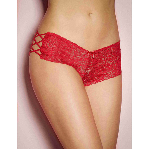 Hot criss-cross panty red queen - lace tanga queen size