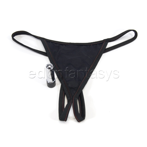 Vibrating crotchless panty - strap-on vibrator