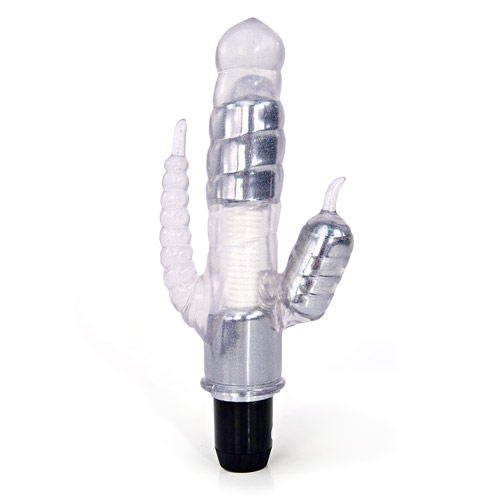 Waterproof crystal flex - triple stimulation vibrator