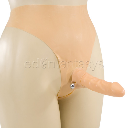 Wireless latex harness with slender penis - panty harness discontinued