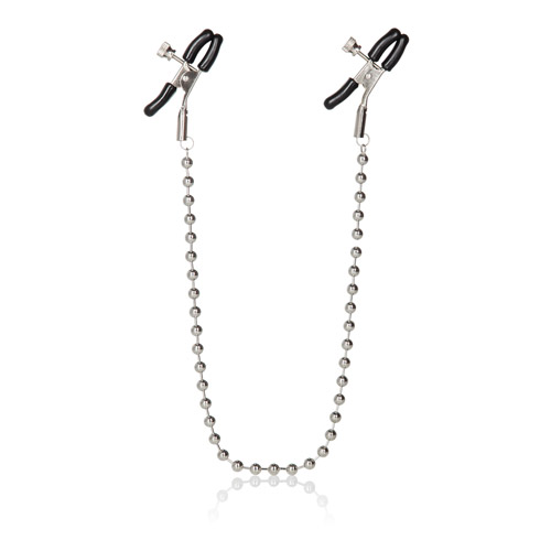 Silver beaded nipple clamps - nipple clamps with chain
