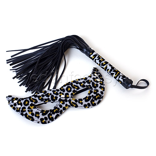 Leopard eye mask and whip - bdsm kit