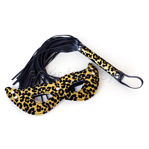 Leopard eye mask and whip - light  bdsm kit