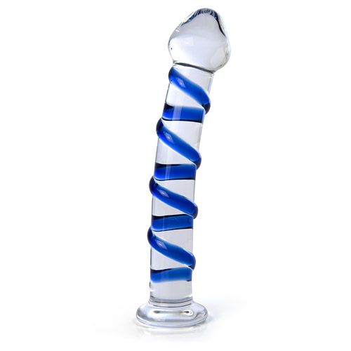 Blue spiral G - textured glass g-spot dildo