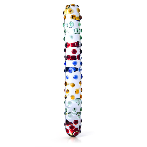 Rainbow nubby wand - textured glass dildo