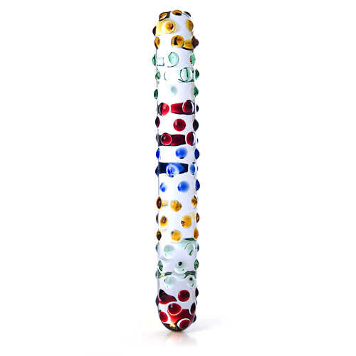 Rainbow nubby wand - glass dildo