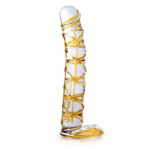 Gold laced G - glass realistic dildo