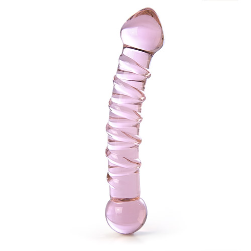 Pink swirl G - textured glass g-spot dildo