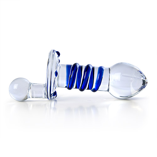 Blue spiral - glass anal juicer