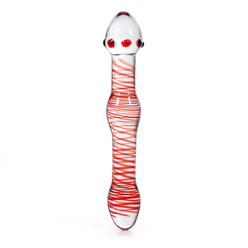 Red cyclone wand - double-ended glass dildo
