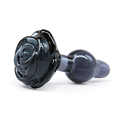 Black rose - glass butt plug